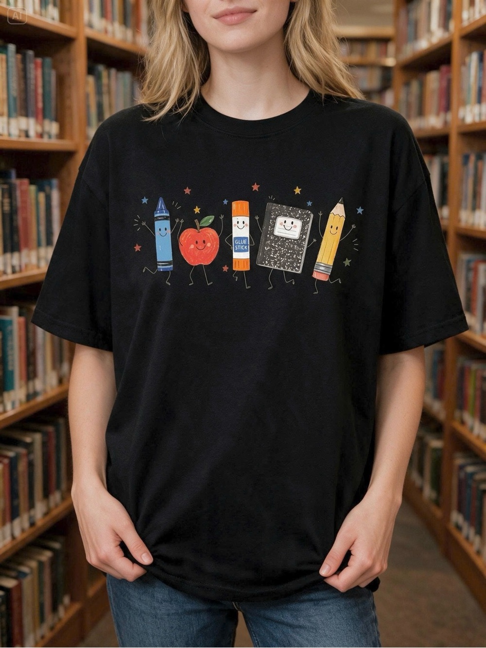 Cute Back To School Teacher T-Shirt School Supplies Graphic Tee Teacher Gift